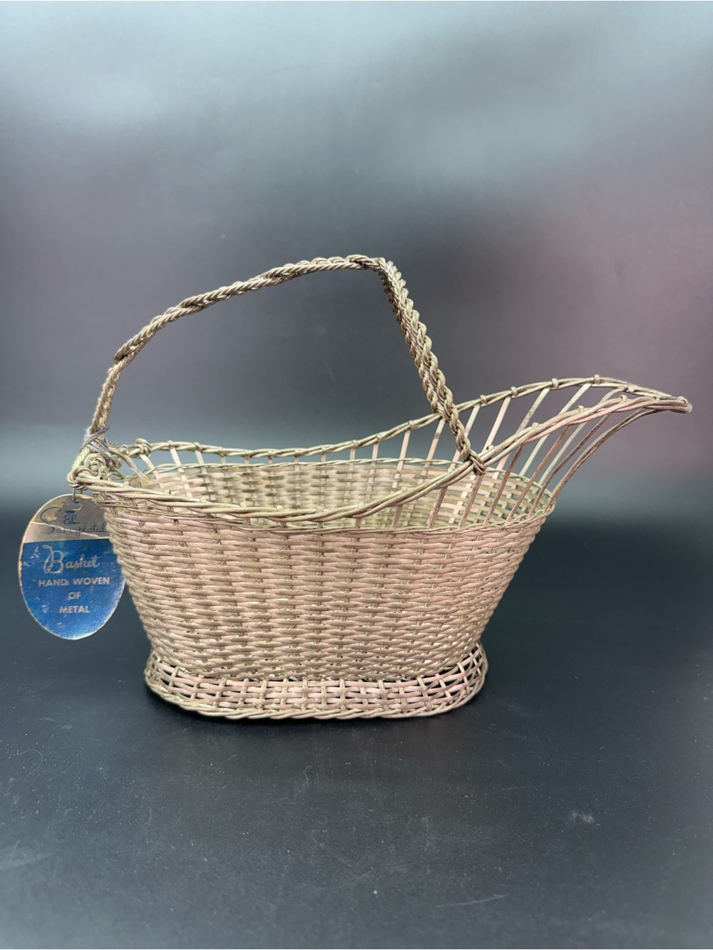 Vintage Silverplated Woven Wine Pouring Basket
